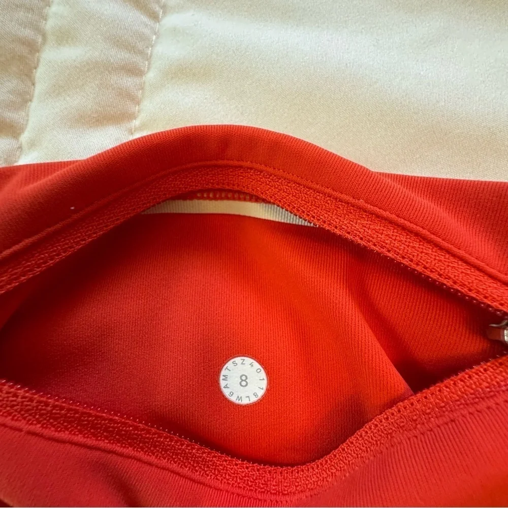 Lululemon Crop With Pockets Orange Women’s Leggings Sz 8 Yoga Pilates Casual - Picture 9 of 11